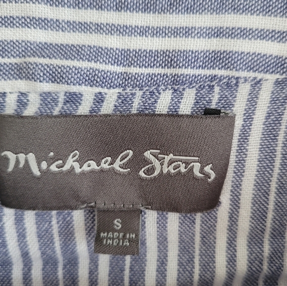 Michael Stars Kendra tie front balloon  sleeve shirt blue white small - Picture 10 of 13